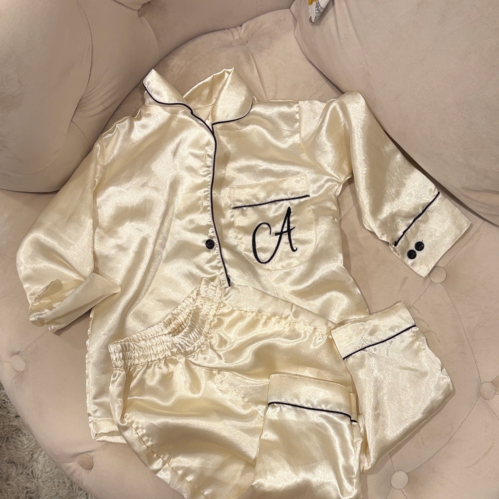 Nordstrom Shimmering Cream Pajama Set with Black Accents